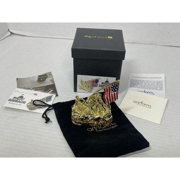 New Art Form Raising The Flag Mount Suribachi Iwo Jima Rhinestone Trinket Box 3" - Picture 1 of 8